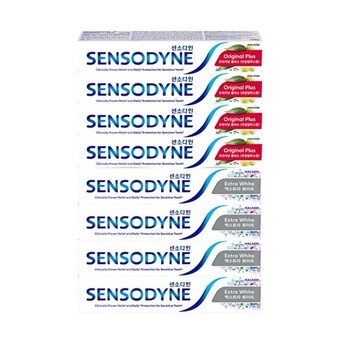 <b>센소다인</b> 오리지날 플러스 치약 100g x 4개 + 엑스트라 화이트 120g x 4개