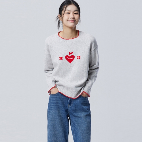 베네통 아가일하트 자수 니트풀오버 BAKPF1611_이미지