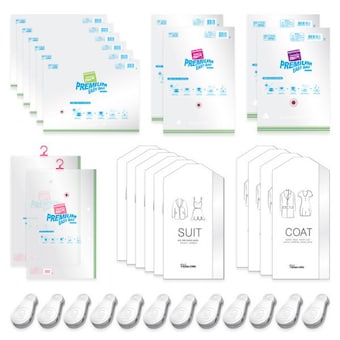 카노 프리미엄 자동요술 <b>압축</b><b>팩</b> 34종 세트 이불특대6+의류대2+의류중2+옷걸이대2+이지클립12