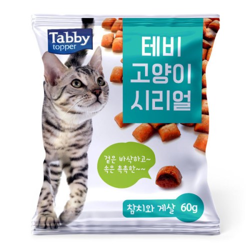 테비토퍼 테비 고양이시리얼 참치와 게살 60g (4개)_이미지