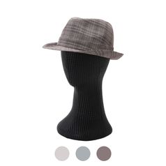 파파브로 남성 체크패턴 3컬러 여유 있는 중절모 DJ-HAA-FEDORA03