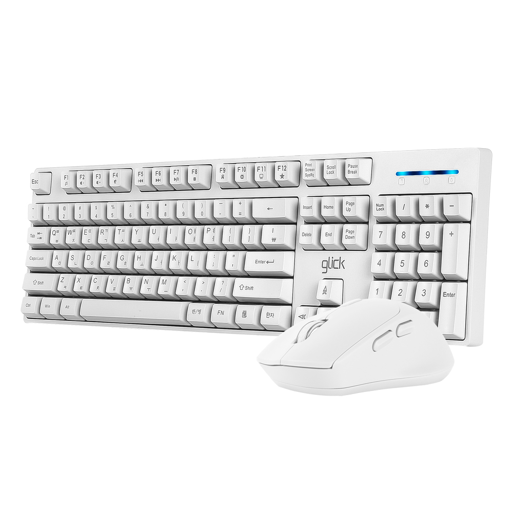 지클릭커 OFFICEPRO WMK60 스탠다드 M 무선 무소음 키보드 마우스 세트 (화이트)