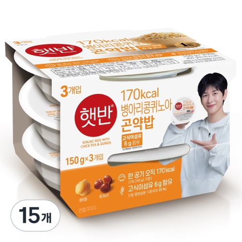 CJ제일제당 햇반 라이스플랜 병아리콩 퀴노아 곤약밥 150g (15개)_이미지