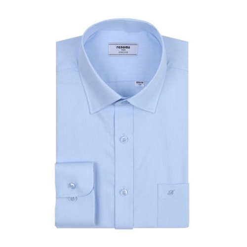 스냅단추 있는 CP 트윌 블루 일반핏 긴소매 R712F0004BU