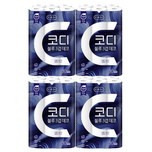쌍용C&B 코디 블루 3겹 데코 27m (30롤) (4팩)