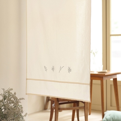 벨라이프 그린잎 자수 가리개커튼 (70x150cm)_이미지