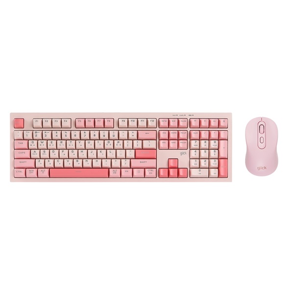 지클릭커 OFFICEPRO WMK90 사일런스 M 108 무선 키보드 마우스 세트 (Pink)_이미지