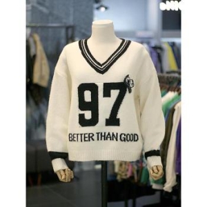 세이브존03 숫자 포인트 브이넥 니트 AGMM11KN004F S43220061