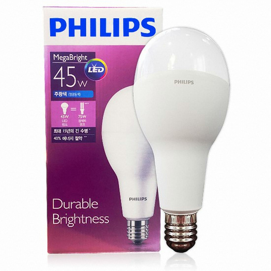 필립스 LED E40 메가브라이트 벌브전구 주광색 45W