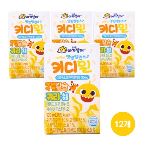 태양생활건강 핑크퐁 아기상어 키디밀 귀리 135ml (12개)_이미지
