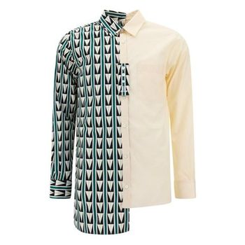 랑방 기하학 프린트 로우 컷 셔츠 140009705