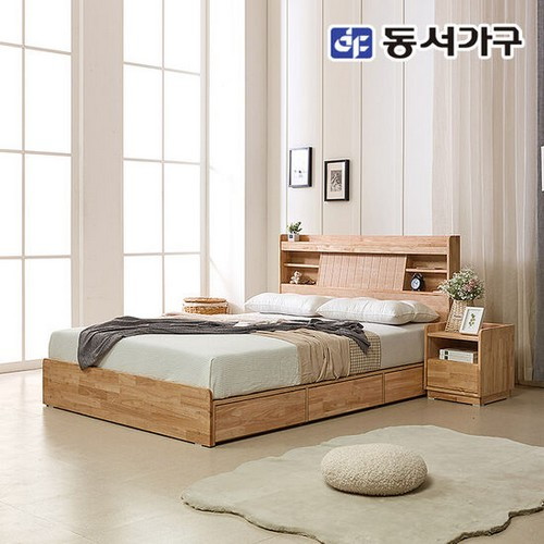 동서가구 네오 마샤 원목 수납 LED침대 Q (20T라텍스독립)