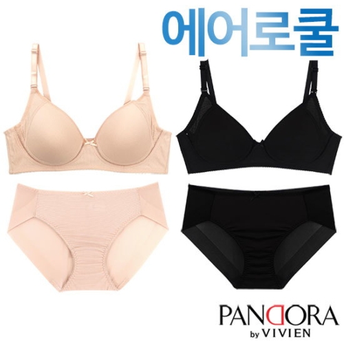 판도라by비비안 에어로쿨 풀컵몰드 브라팬티2종 PB7100 75A~90B