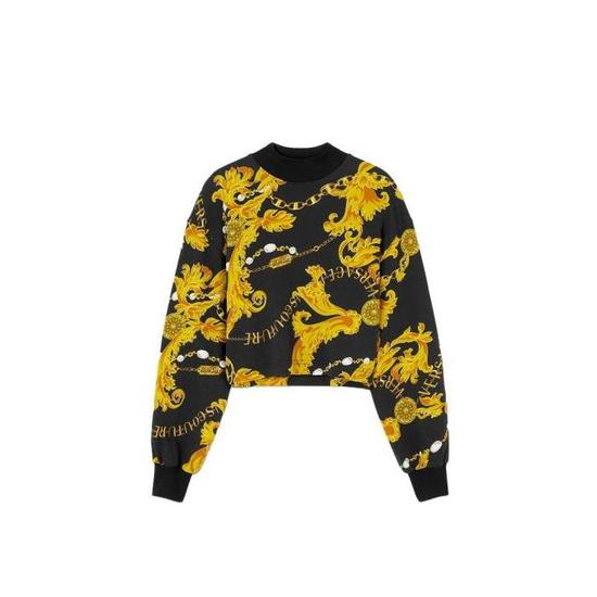 베르사체 진 쿠튀르 바로코 코튼 크롭 스웨트셔츠 G89 75HAI311FS111_이미지