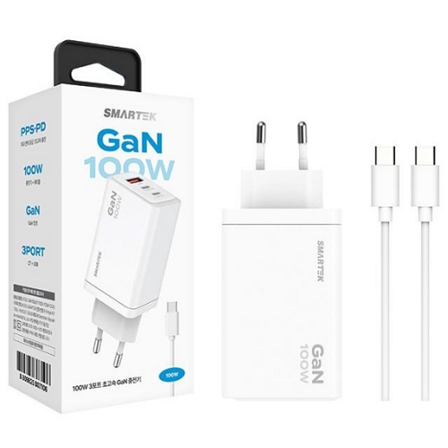 이음전산 스마텍 PD PPS 100W 3포트 GaN 충전기 STQC-GAN100 (케이블포함)_이미지