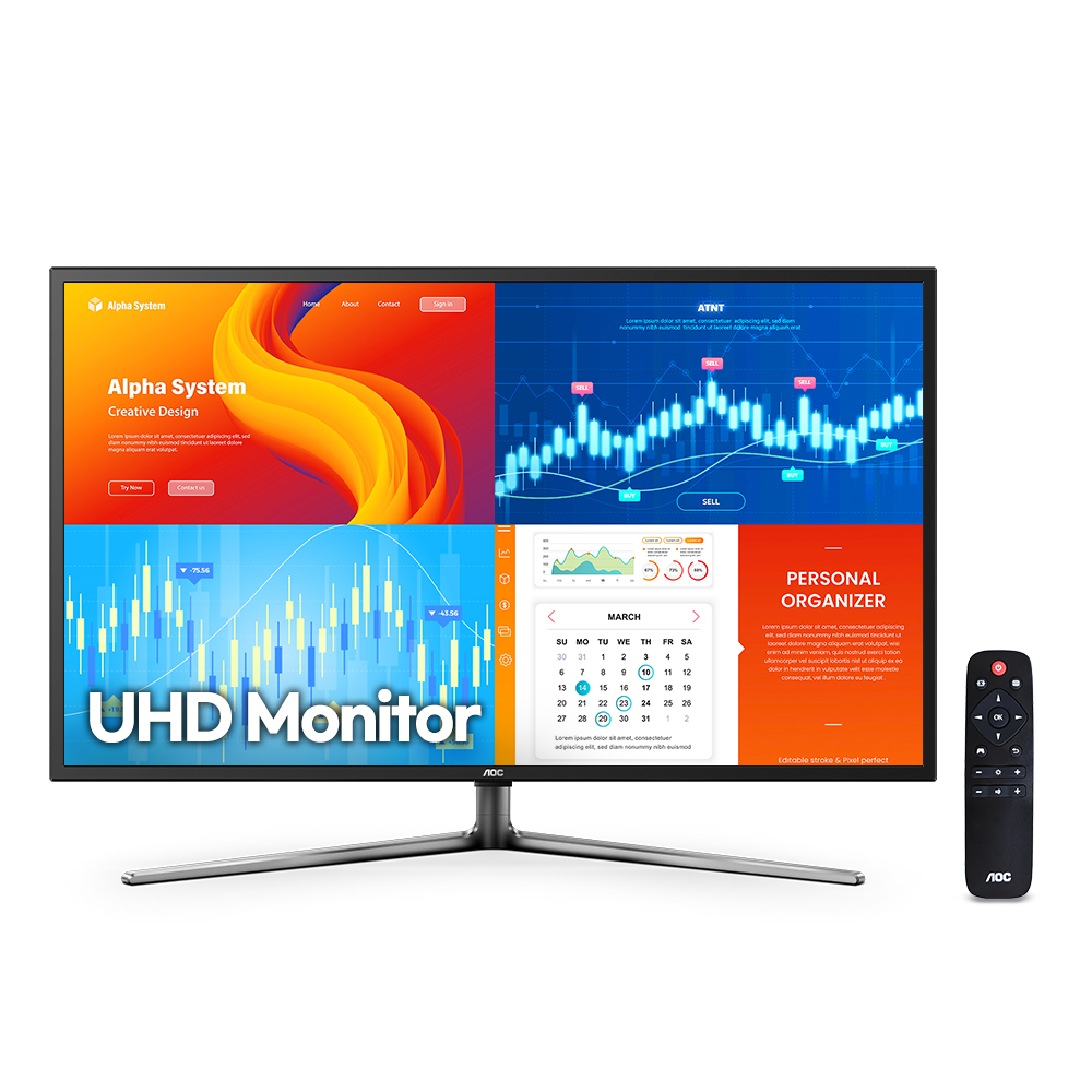 알파스캔 AOC U4309 4K UHD HDR 400 시력보호 무결점_이미지