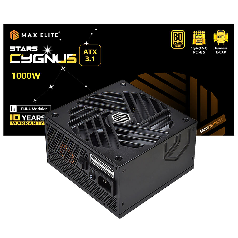 맥스엘리트 STARS CYGNUS 1000W 80PLUS골드 풀모듈러 ATX3.1이미지입니다. 누르면 해당 게시물로 새창이동합니다.