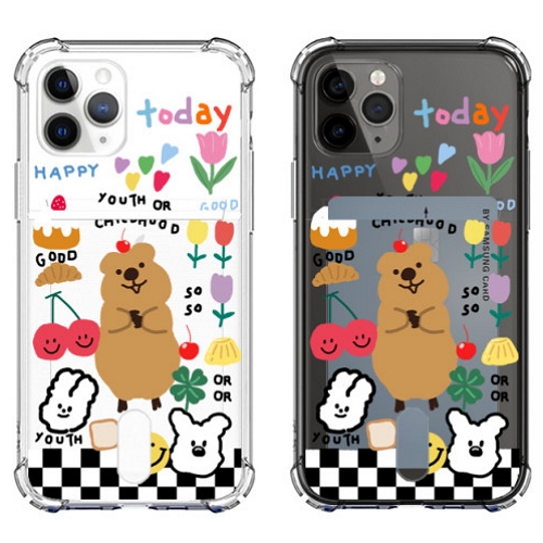 아이폰16 플러스 해피 쿼카 투명 카드 케이스