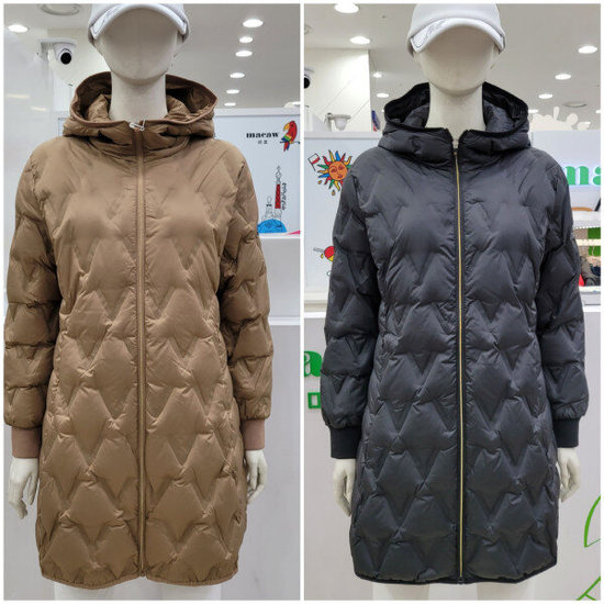 마코 모다남양주 여성 핫멜트 중기장 후드 다운점퍼. MNW4DJ1_이미지