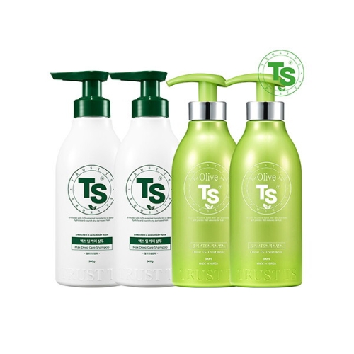  맥스 딥케어 샴푸 500g 2개+올리브 TS 트리트먼트 500ml 2개 4종세트