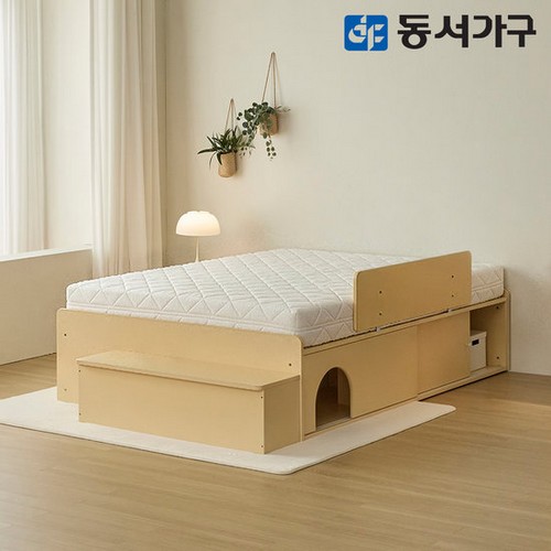 동서가구 뉴라보 A타입 수납 침대 Q+수납계단+안전가드 (매트별도)_이미지