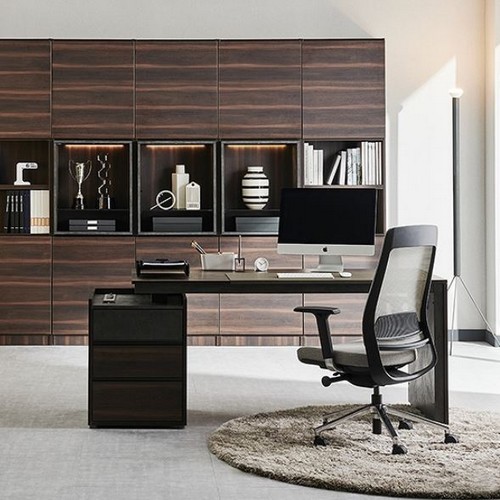 한샘 바흐 701 월넛 서랍책상 (1800x750)_이미지