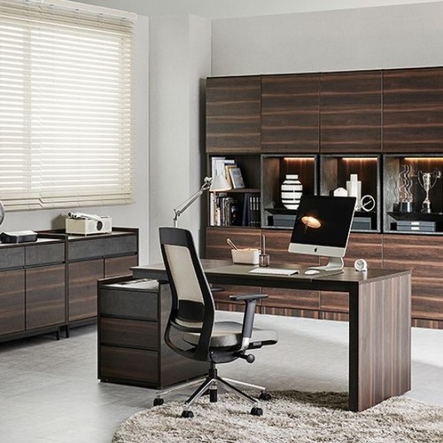 한샘 바흐 701 월넛 서랍책상 (1800x750)_이미지