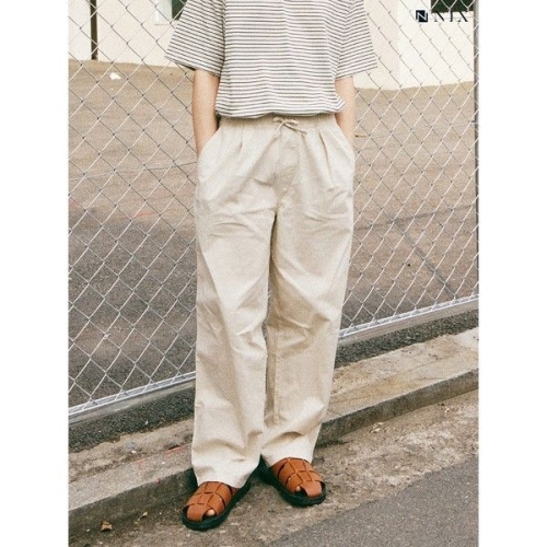 도도 닉스 유니 린넨라이크 풀밴딩 원턱 와이드 LNSMCNW774M