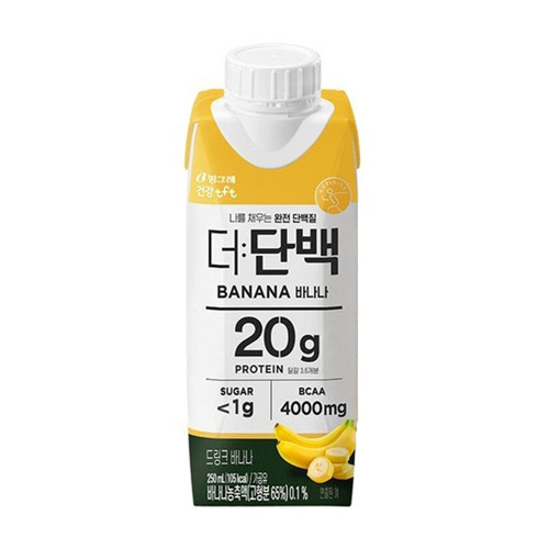 빙그레 더단백 드링크 바나나 250ml이미지입니다. 누르면 해당 게시물로 새창이동합니다.
