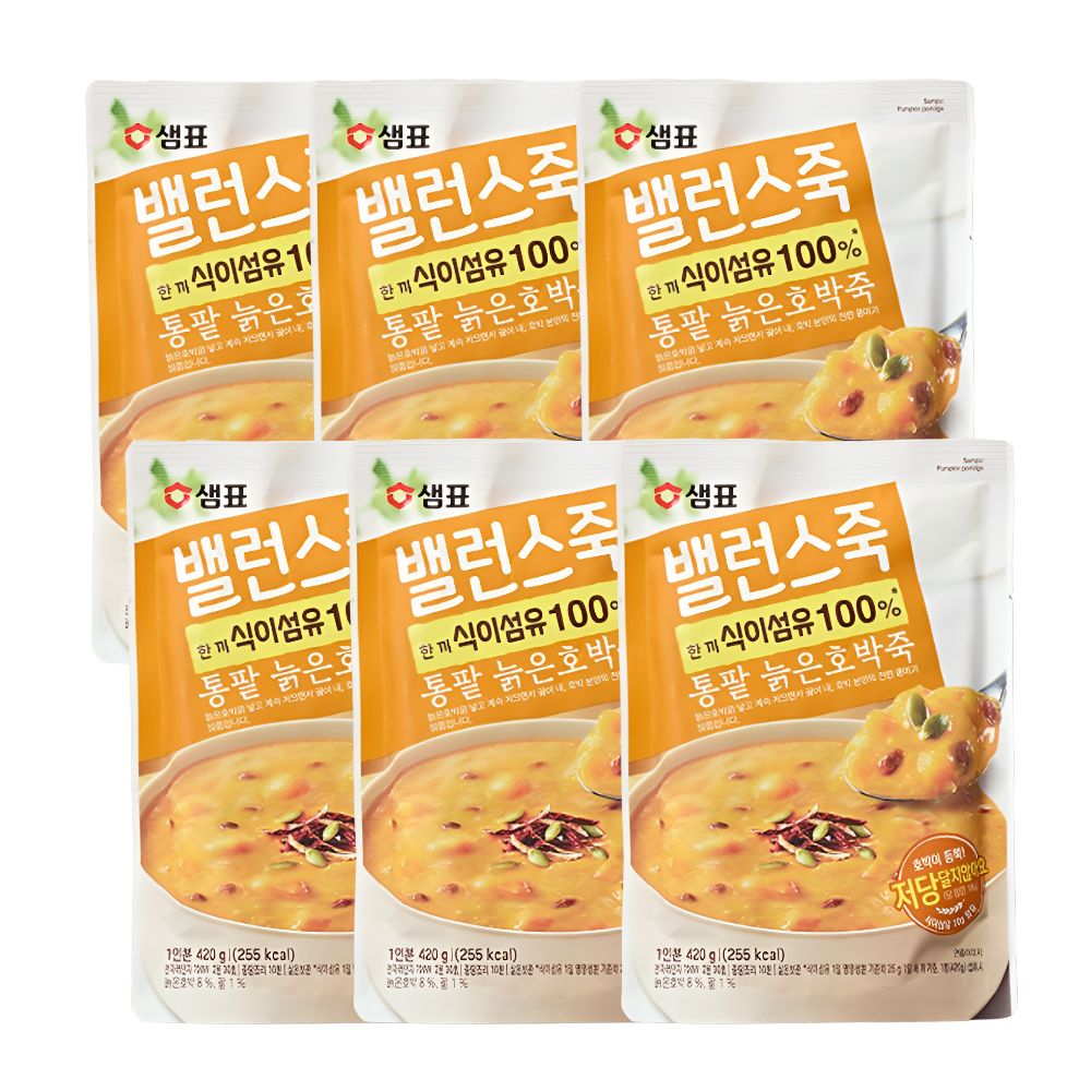 샘표식품 밸런스죽 통팥 늙은호박죽 420g (6개)