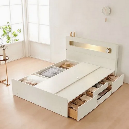 동서가구 룸인 LED 2단 4서랍 수납침대 Q (양면본넬)_이미지