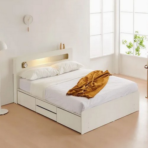동서가구 룸인 LED 2단 4서랍 수납침대 Q (양면본넬)_이미지
