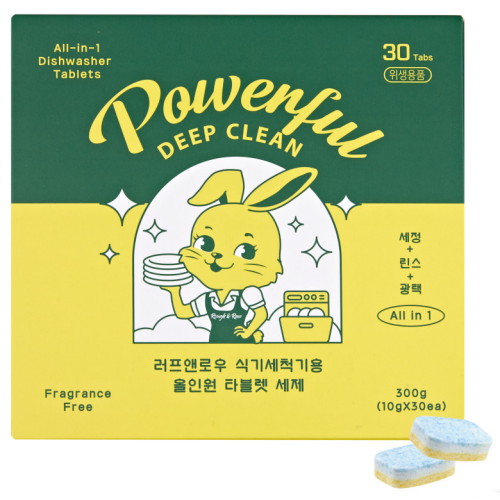 ㅤ러프앤로우 파워풀 딥클린 올인원 식기세척기 세제 타블렛 30개입 (1개)_이미지