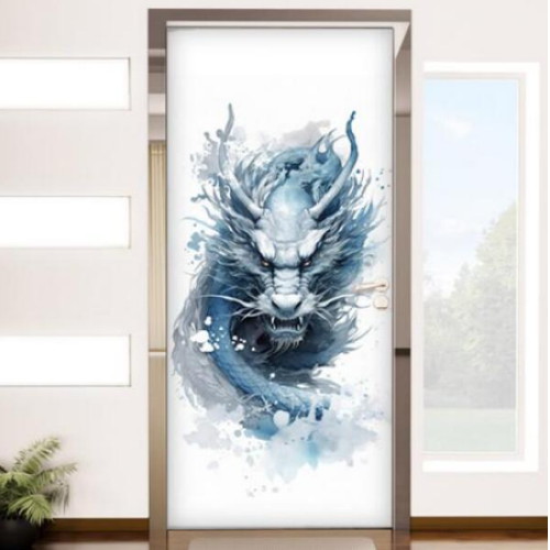 꾸밈 현관문 시트지 푸른청룡 [100cm x 210cm]