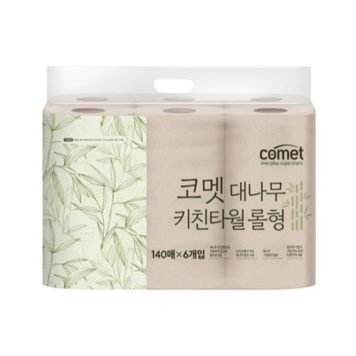 코멧 대나무 키친타월 롤형 140매 (6입) (5팩(30입))_이미지