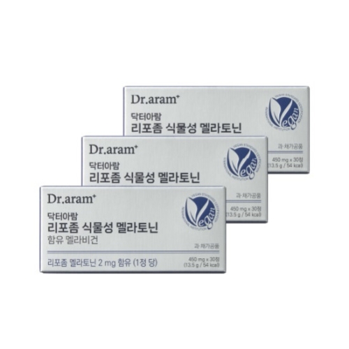 아람 닥터아람 리포좀 식물성 멜라토닌 함유 멜라비건 450mg 30정 (3개)_이미지