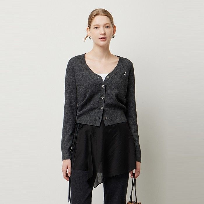 EDIT 캐시미어 블렌드 브이넥 니트 가디건_SC50561DG 3354387