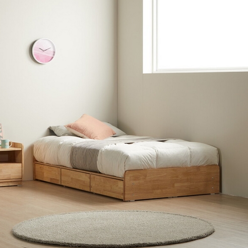 장인가구 카린 무헤드 원목 수납형 침대 SS (포켓스프링)_이미지