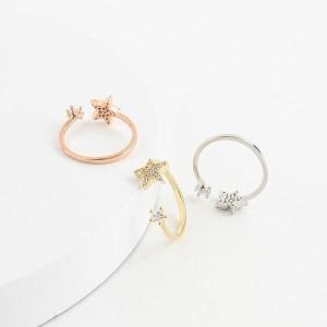 셀러허브 여자 더블 별모양 분홍 오픈링 실버 스타 반지 S13469475