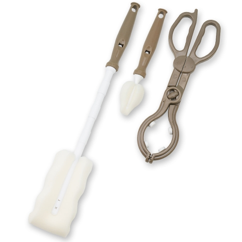 베이비베어 젖병솔 + 젖꼭지솔 + 젖병집게 세트 1세트 브라운