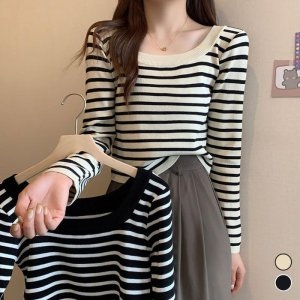 신세계인터내셔날 오노마 ONM 여성 스트라이프 단가라 베이직 니트 12363075