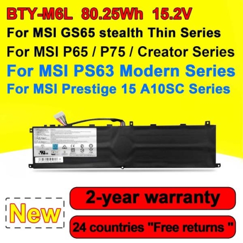 MSI 호환 BTY-M6L GS65 8RF GS75 MS-16Q2 PS42 P65 P75 PS63 호환 배터리
