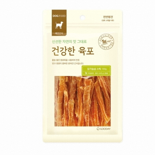 굿데이펫 ㅤ건강한육포 닭가슴살 스틱 100g (2개)_이미지