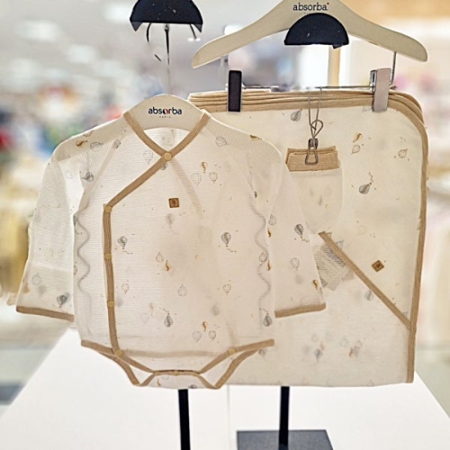 해피랜드F&C 압소바 1 도후오가닉속싸개+배냇슈트+손싸개세트 MI3A2A-10108 S/S 임신/출산