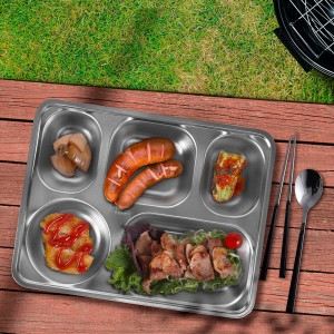 디유 1+1 스텐 304 깊은 홈 5찬 캠핑 어린이집 식판_성인 다이어트 어린이 급식판 유아식판 이유식 아기식판