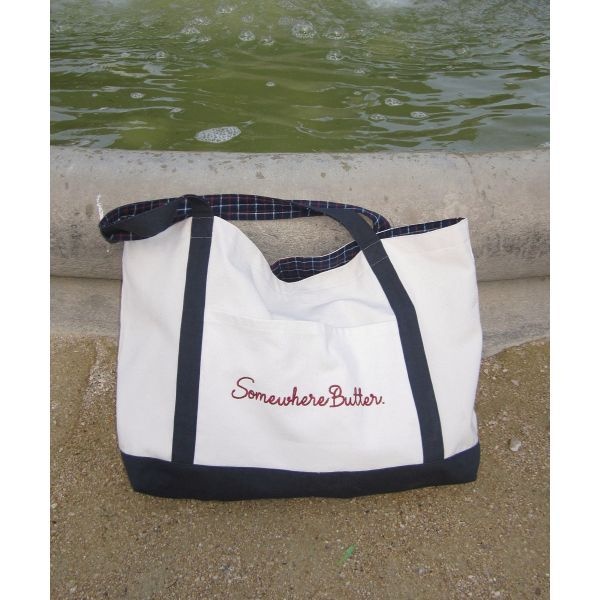 썸웨어버터 SOMEWHEREBUTTER Check 레터 LETTER Reversible Bag IvoryNavy S5FBG01IVF .._이미지