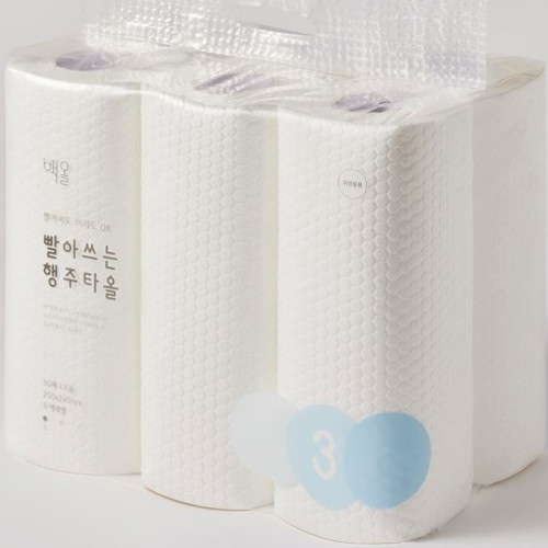 백올 ㅤ빨아쓰는 행주타올 스카이블루 50매 (6롤) *1팩_이미지