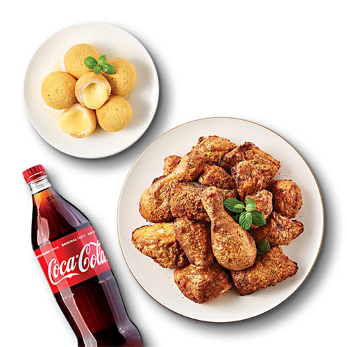 굽네치킨 ㅤ고추바사삭 + 콰트로 모짜치즈볼 + 콜라 1.25L 교환권_이미지