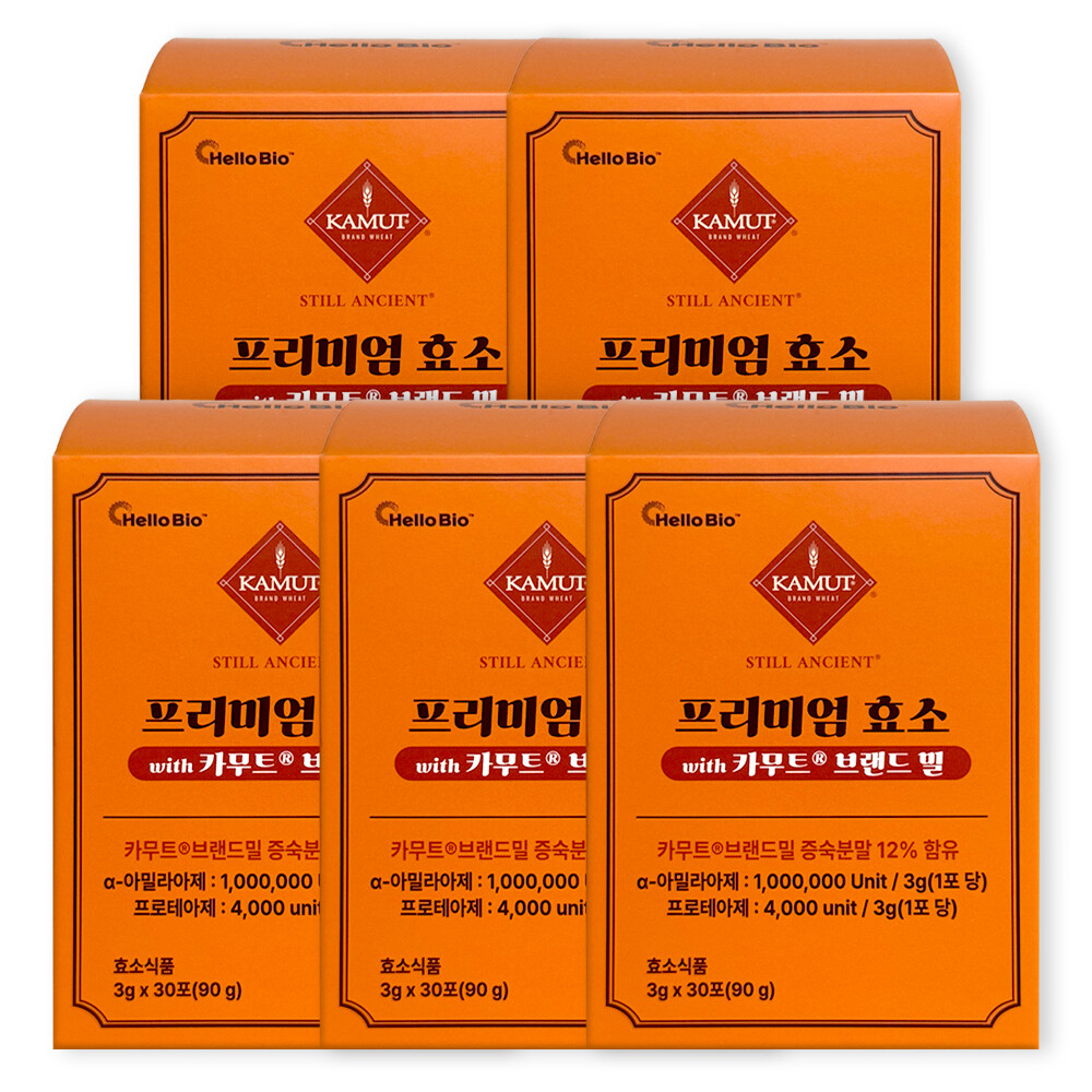 헬로바이오 프리미엄 효소 with 카무트 브랜드 밀 3g 30포 (5개)_이미지