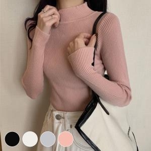 오너클랜 9990FB 기본 골지니트 여성 반목 폴라티 슬림핏 긴팔 이너_이미지